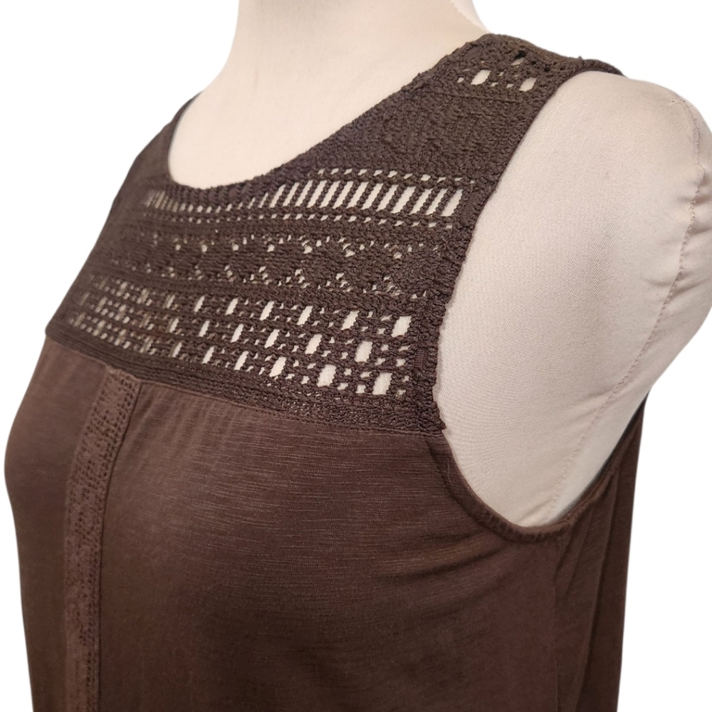 J. JILL Kona Brown Crocheted Lace Shift Dress - Size L - Picture 9 of 15